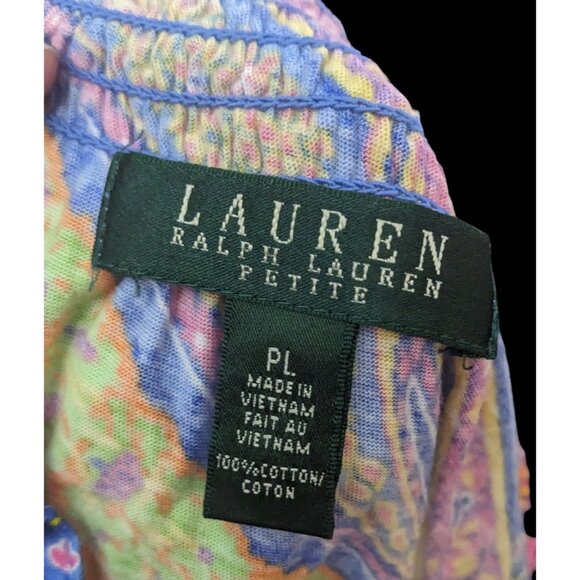 Vintage Y2K Lauren Ralph Lauren Rainbow Paisley Peasant Top - Picture 3 of 5